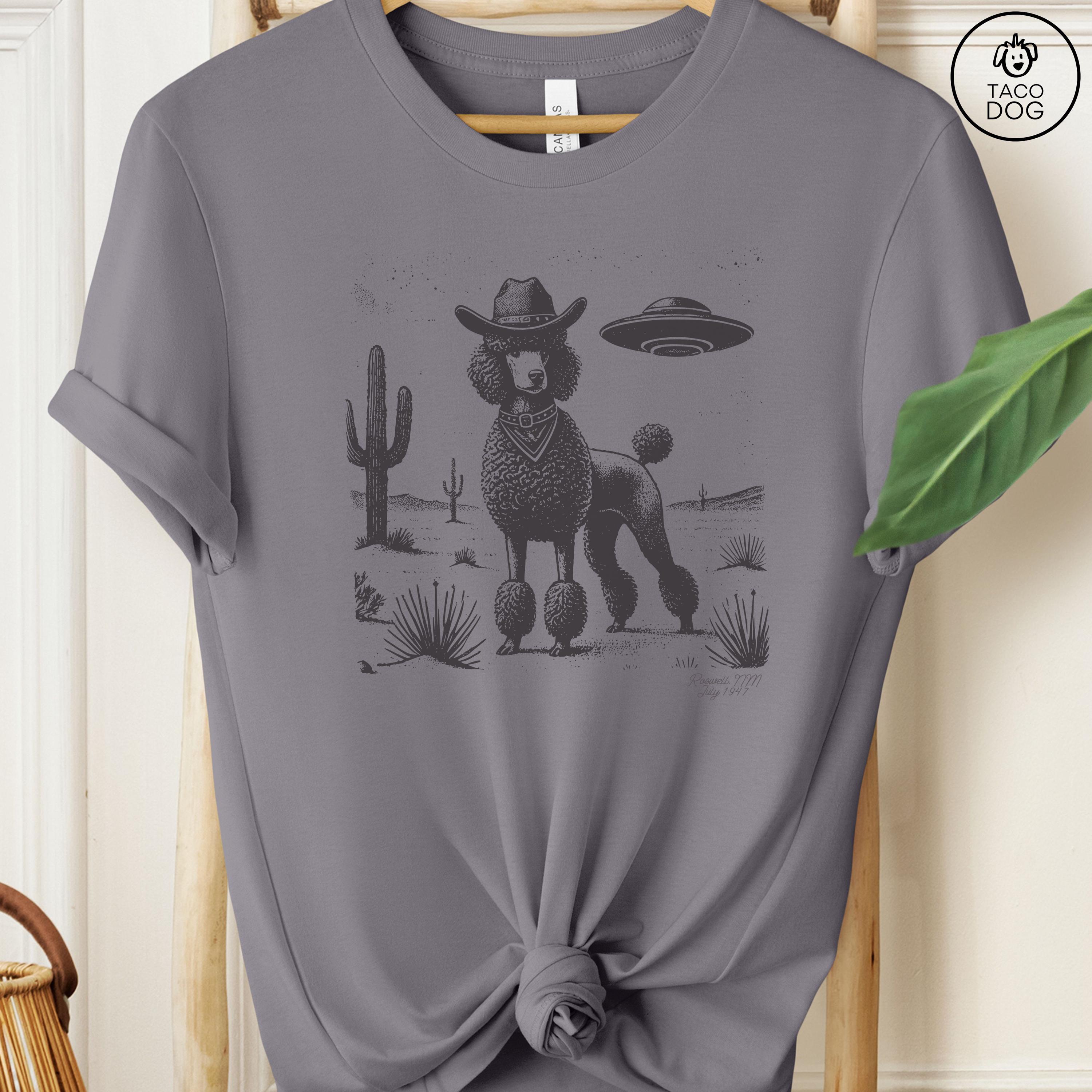 Poodle Shirt, Poodle Vintage Shirt UFO Western Shirt, Retro T