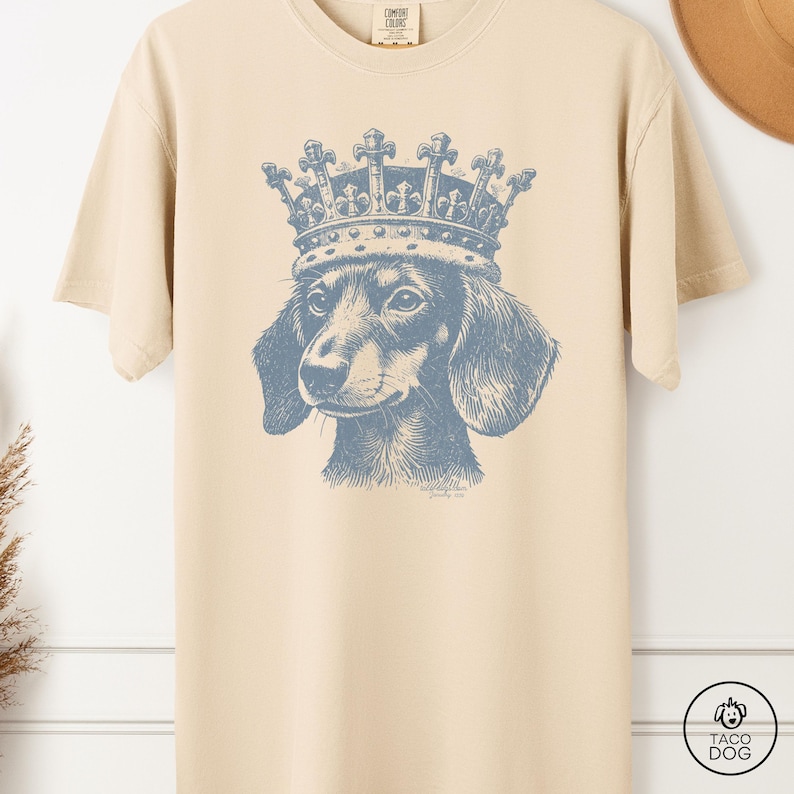 Dachshund Comfort Colors Shirt, King Wiener Tee, Vintage Dog Shirt, Crown Weenie T-shirt, Dog Mom, Dog Dad, Dog Shirt, Funny Dog TShirt image 1