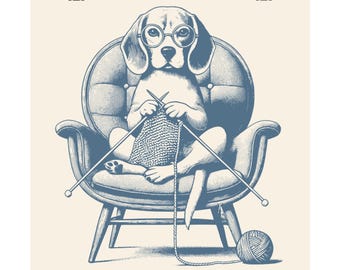 Beagle Knitting Poster Art Print - TacoDogs