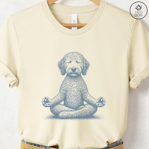 Golden Doodle Yoga T-Shirt: Vintage Dog Meditation Design