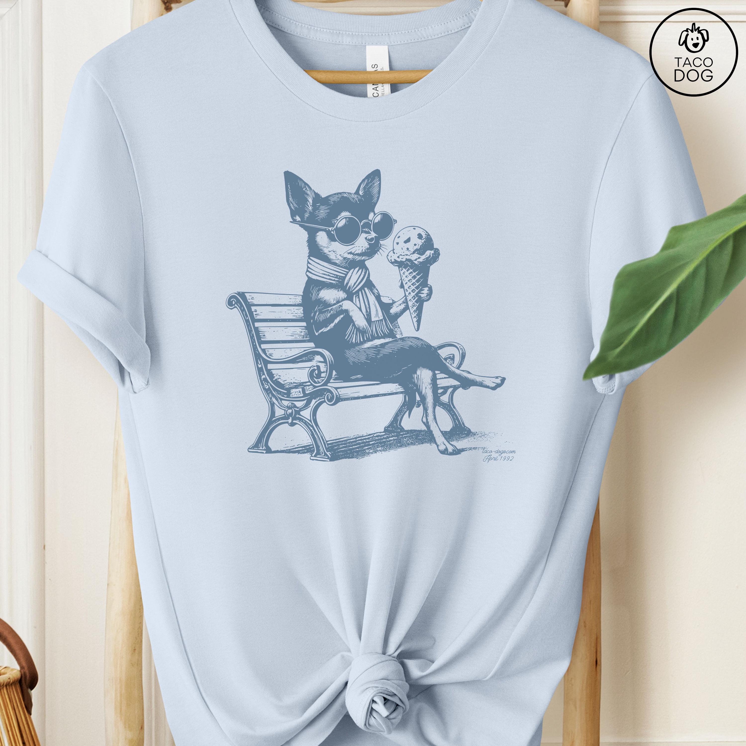 チワワ、チワワシャツ、チワワアイスクリームTシャツ、ヴィンテージ犬T