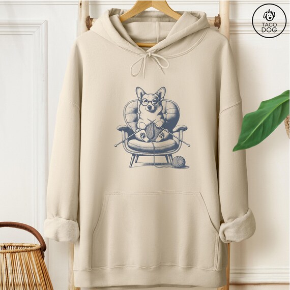 Corgi Knitting T-shirt: Knit Gift Sweatshirt or Hoodie or Tee Taco