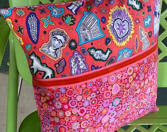 Mexican Milagros Pillow Cover Orange Pink Red