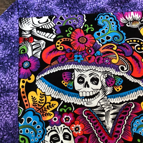 Day of the Dead Catrina Tablecloth / Tablerunner Skeletons and Flowers