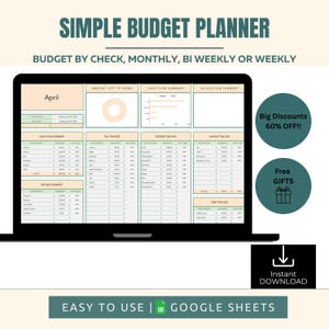 Ultimate Simple Budget Spreadsheet Excel Google Sheets Template Monthly Budget Tracker Financial Planner Tracker