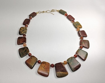 Red Creek and Opalite Statement Necklace