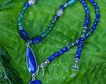 Lapis and Malachite Sterling Necklace