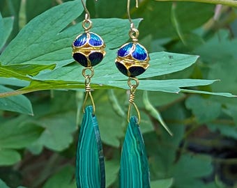 Malachite and Cloisonne  Earrings