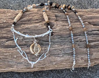 Sterling Silver Antler Picture Jasper Necklace