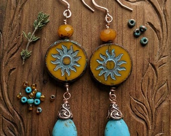 Sunburst Copper Earrings