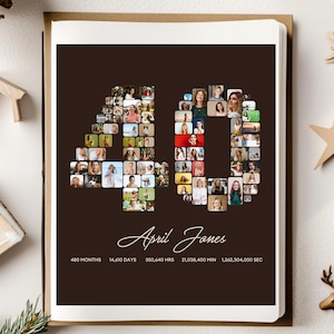 Poster photo personnalisé modifiable pour 40e anniversaire, collage photo pour 40e anniversaire de maman, collage photo modifiable pour anniversaire, décoration pour 40e anniversaire