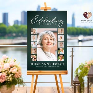 Funeral Welcome Sign Funeral Photo Collage Sign Templates Memorial Poster program Template Celebration of Life In Loving Memory for Her