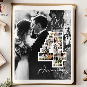 Collage personalizado para el cuarto aniversario de bodas, monograma gratis, collage personalizado, regalo de Navidad para él y para ella, regalo de San Valentín, regalo elegante.