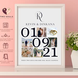 Benutzerdefinierte Hochzeitstag Fotocollage personalisiertes Geschenk für Jahrestag Mutter Familie oder Paare Benutzerdefiniertes Fotoandenken für besondere Erinnerungen