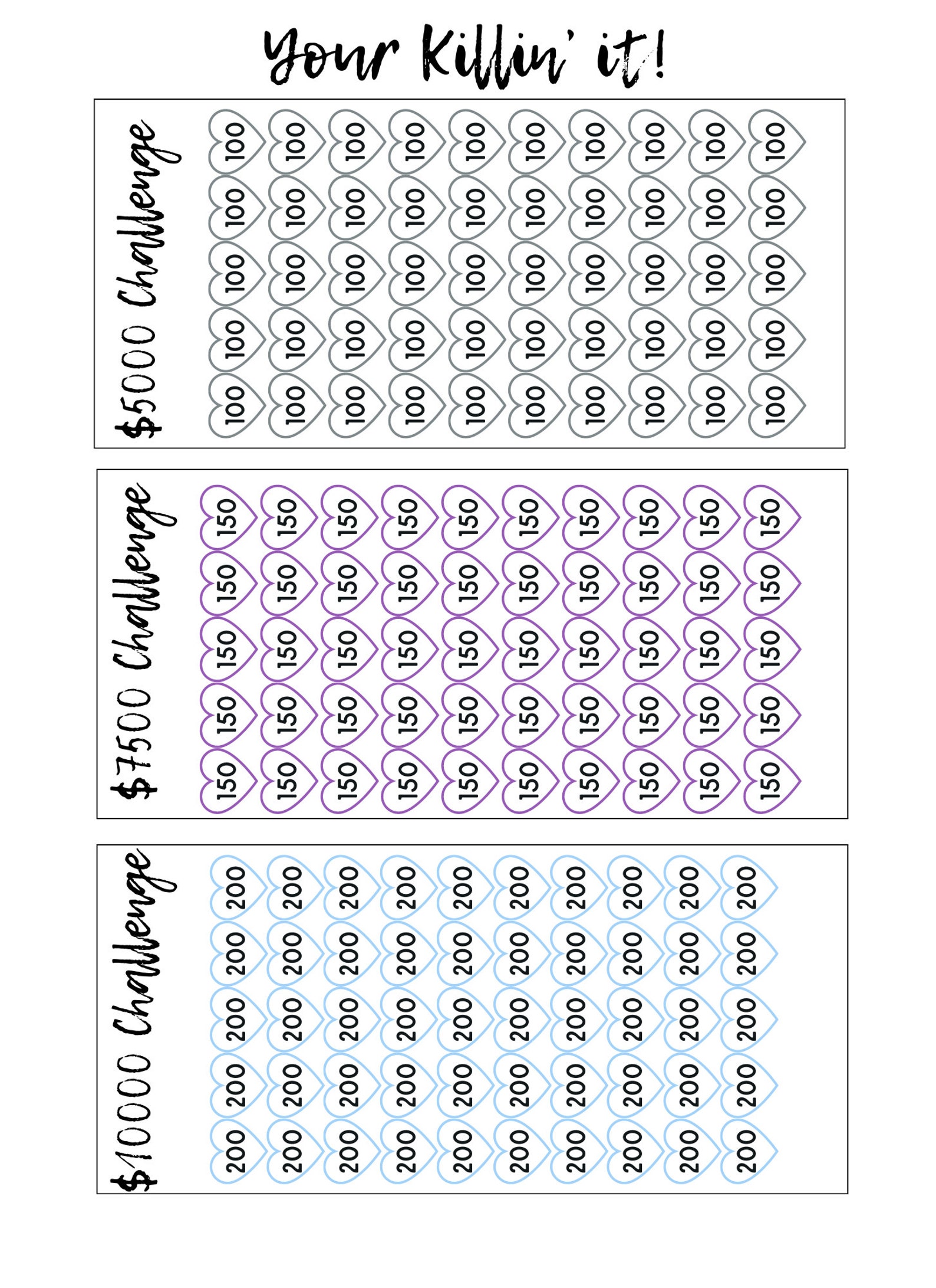Pattern To Save Savings Challenge Starter Set From 100-10,000 - Heart Pattern 12 Ways ...