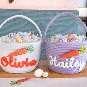 Personalisierter Osterkorb mit Namen, Hasen-Karotten-Korb für Jungen & Mädchen, Babys erstes Ostergeschenk, Kinderosterkorb