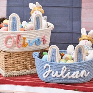 Personalisierter Osterkorb für Kinder, Name Osterhasenkorb, Benutzerdefinierter Namenskorb, Ostereisuche-Korb, Ostereimer. Baby-Geschenk-Korb