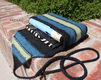 PDF KNITTING PATTERN ~ WanderLusted Book Wrap ~ Easy Knit and Felt ~ Book Cozy ~ Sleeve ~ Protector