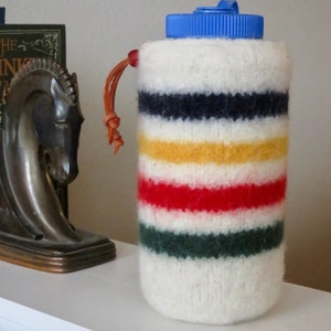 Water Bottle Cozy ~ 32 oz ~ Flask Protector ~ Sleeve ~ Felted Wool ~ Hudson Bay ~ Custom Made