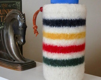 Water Bottle Cozy ~ 32 oz ~ Flask Protector ~ Sleeve ~ Felted Wool ~ Hudson Bay ~ Custom Made