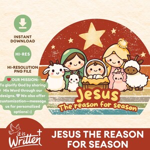 Retro Christian Png Jesus the Reason for the Season Christian Shirts Cute Designs Png Faith Based Png Christmas Retro Png Jesus Bible Png