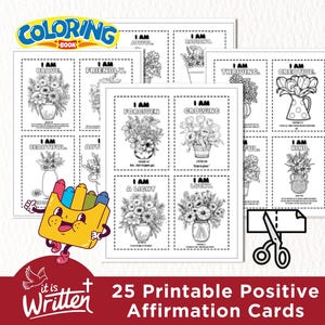 25 Cartões de Afirmações Positivas para Imprimir e Colorir para Crianças, Cartões de Colorir Motivacionais para Crianças, Cartões de Incentivo Diário para Crianças em PDF