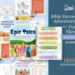 Bible Heroes Adventures Fun filled Activities Faith Bible worksheets Sunday School Lessons Pdf Printable Christian lessons for kids ministry