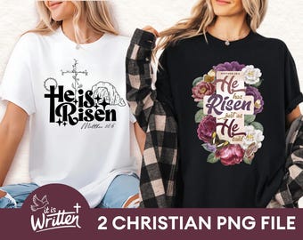 Él ha resucitado PNG Acuarela Flor silvestre PNG Primavera 2 Paquete de Pascua PNG Diseño de sublimación PNG Estética Boho DTF Transferencias Cristiano Jesús Png