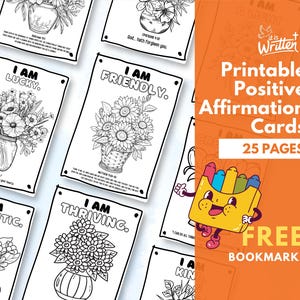 Afirmações cristãs, cartões de afirmações cristãs, cartões de afirmação positiva para impressão, marcadores de versículos bíblicos gratuitos, livro de colorir da Bíblia