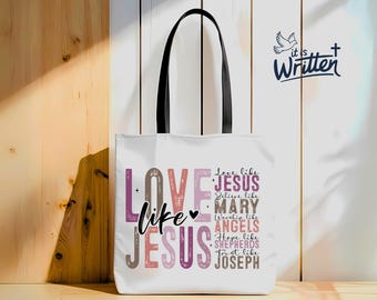 Liebe wie Jesus PNG Christian Sublimation Design Bibel Vers Einkaufstasche Druck Glaube Zitat Grafik Jesus Liebhaber Geschenk für Cricut Print etc