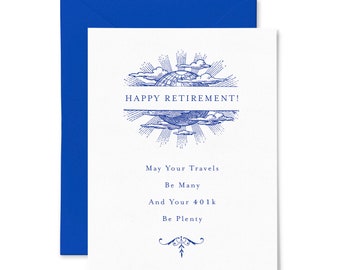 401k Retirement | Retirement | Letterpress Greeting Card