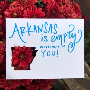 Gestanst | Arkansas is leeg zonder jou - gestanste platte kaart in boekdruk