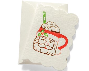 Mini tarjeta de presentación impresa en tipografía / Taza de Papá Noel
