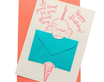 Gift Card Holder | Letterpress | A Sweet Treat for your Special Day! Happy Birthday