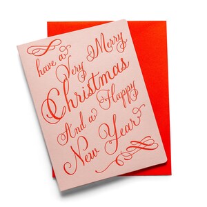 Very Merry Pink | Holiday/Christmas | Letterpress Greeting Card