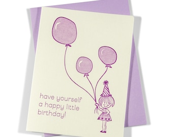 Birthday Balloon Girl | Birthday | Letterpress Greeting Card