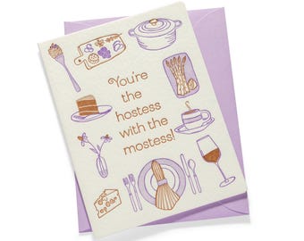 Tarjeta de felicitación Hostess Mostess / Multiusos / Impresión tipográfica