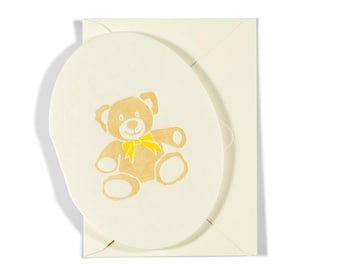 Mini Letterpress Enclosure Card | Teddy Bear