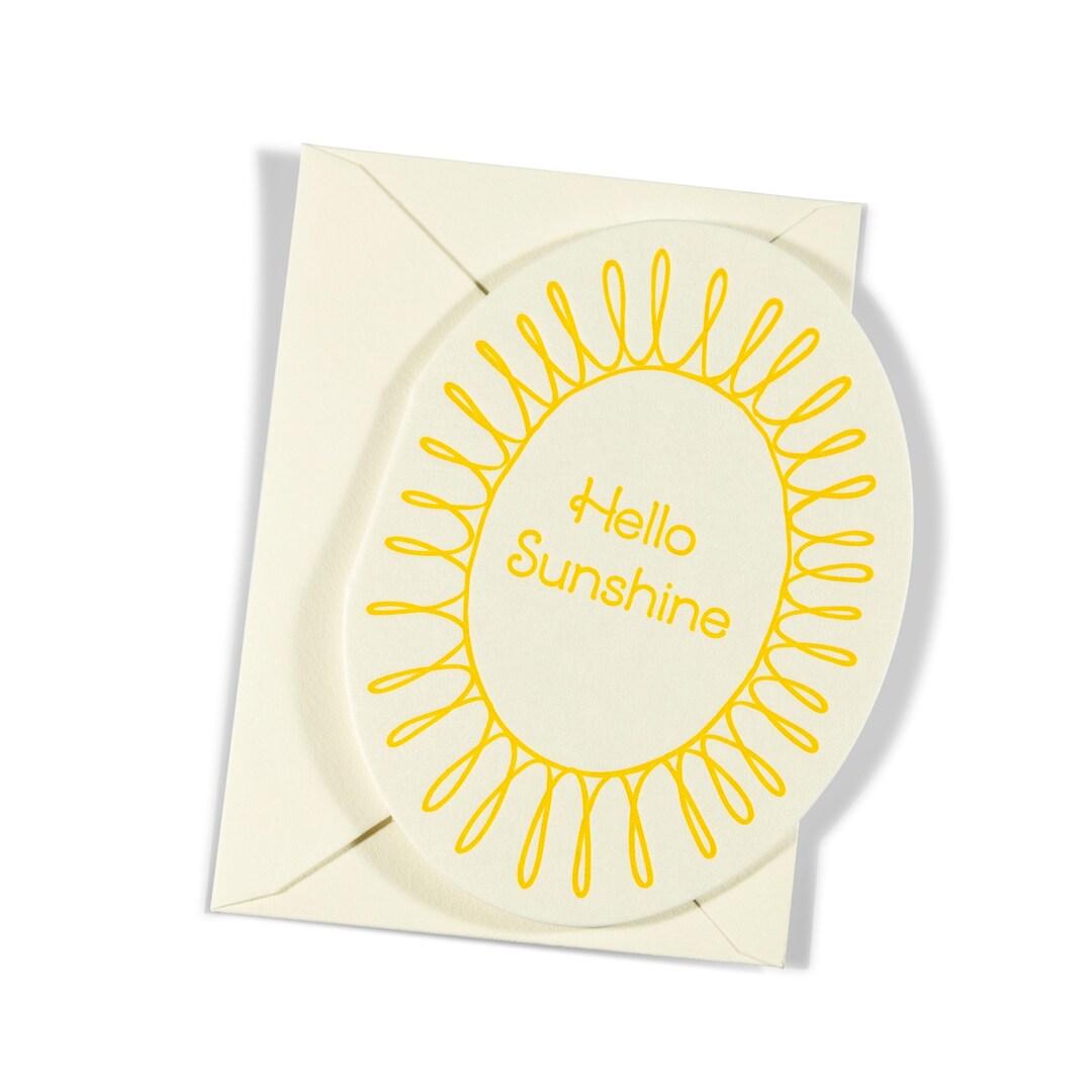 Mini Letterpress Enclosure Card | Hello Sunshine - Etsy