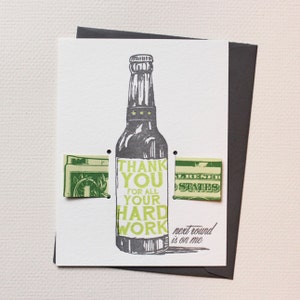 DISC. | Greeting Card | Thank you for your hard work- letterpress money card
