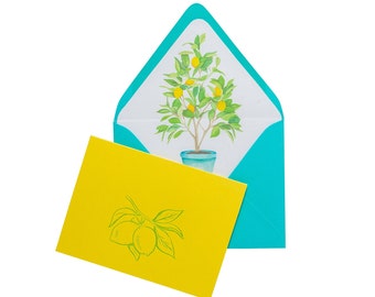 Folded Fancy Notecards Set | Lemon