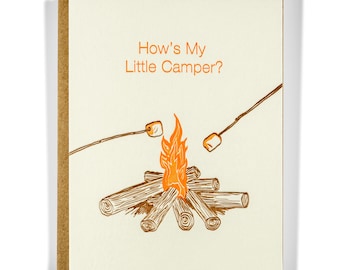 Little Camper Camp Fire | Multi-use / Camp | Letterpress Greeting Card