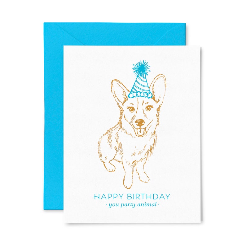 Corgi Birthday Letterpress Greeting Card image 1