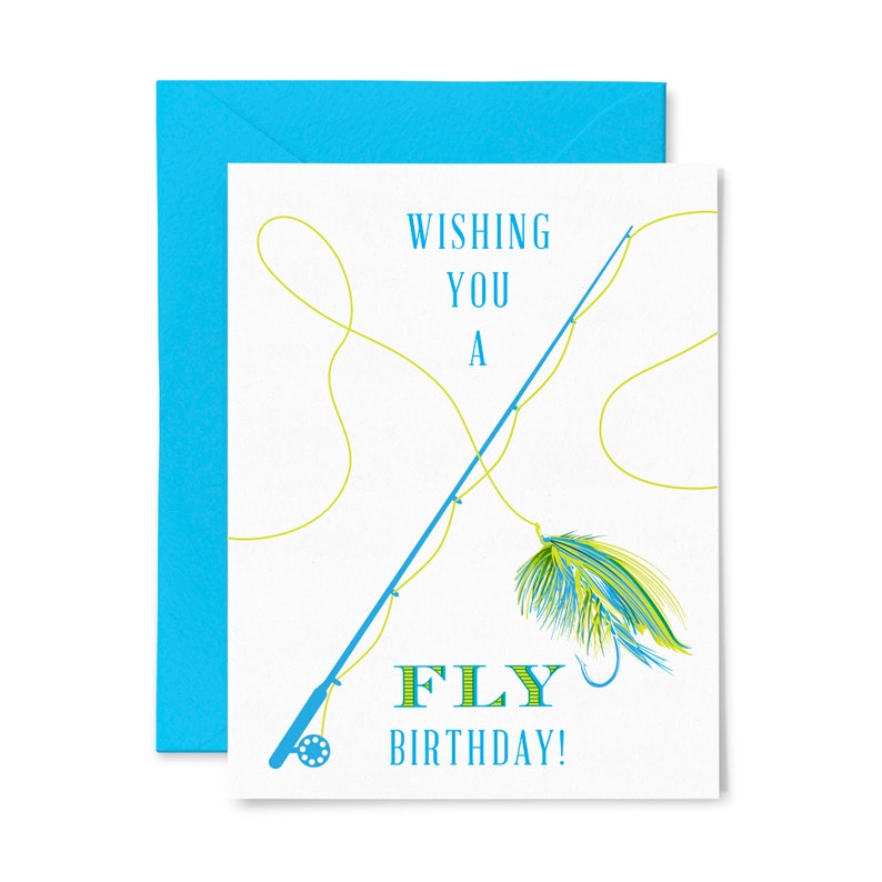 Fly Birthday Birthday Letterpress Greeting Card image 1