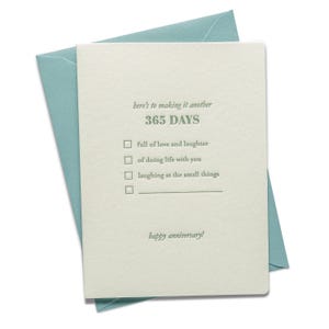 365 Anniversary List | Love/Anniversary | Letterpress Greeting Card