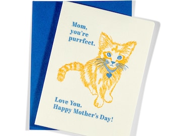 Purrfect Mom | Mother's Day | Letterpress Greeting Card
