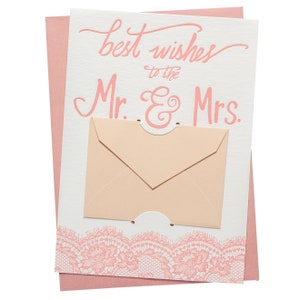 Porta tarjetas de regalo / Impresión tipográfica / Los mejores deseos para el Sr. y la Sra.