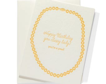Perla / Cumpleaños / Tarjeta de felicitación impresa en tipografía