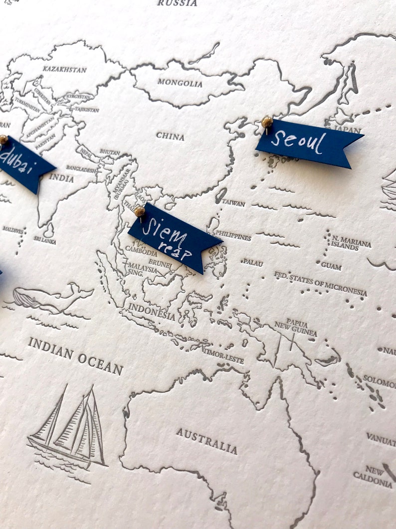 World Travel Map Letterpress image 3