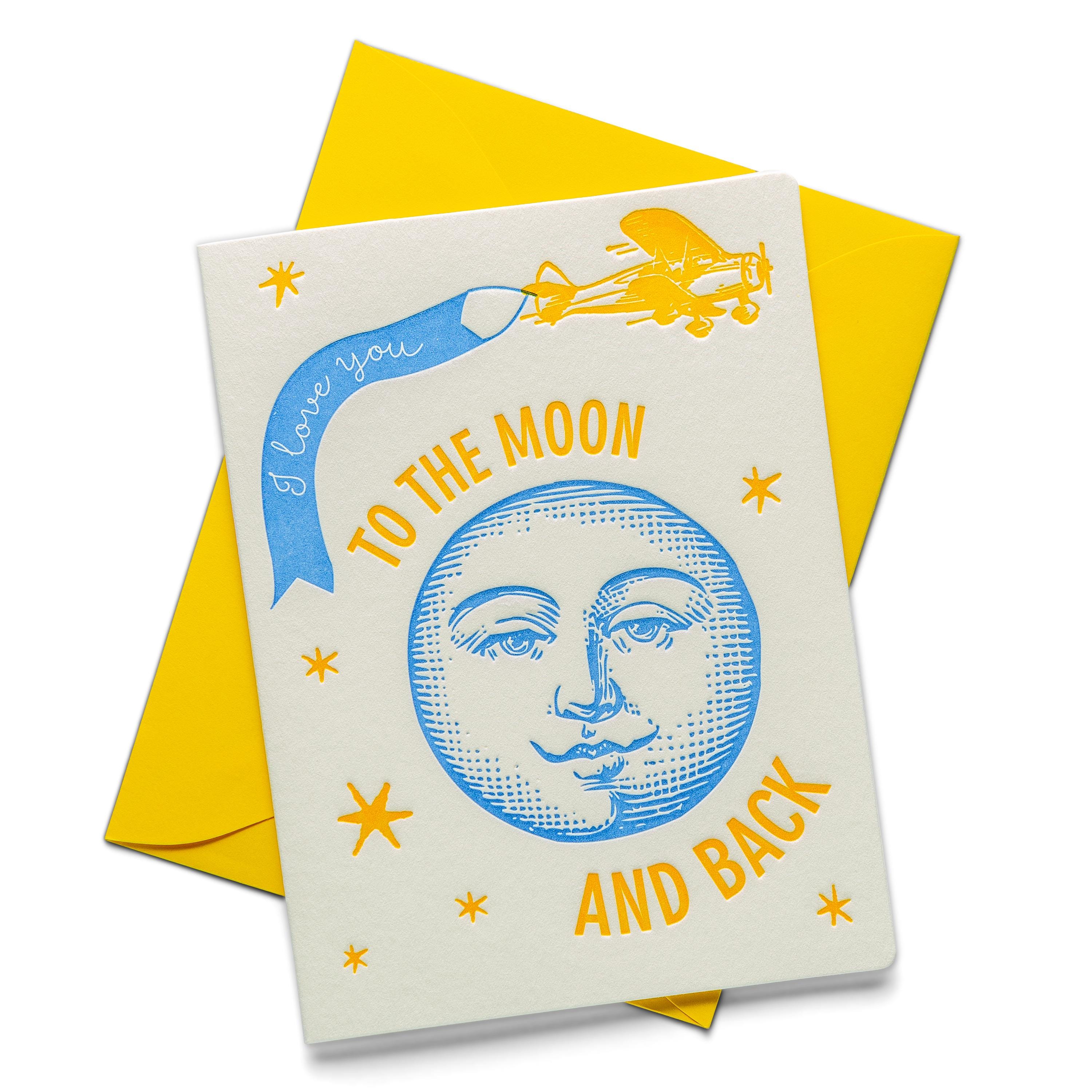 Moon | Love | Letterpress Greeting Card - Etsy